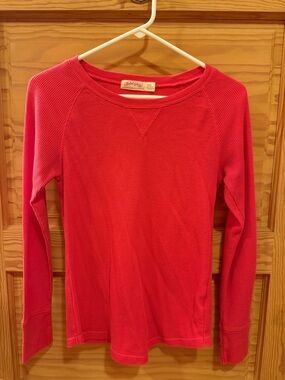 Faded Glory Hot Pink Waffle-Knit Long Sleeve Tee